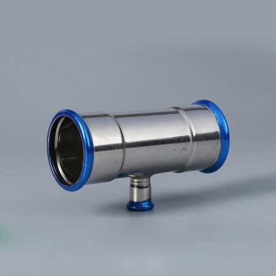 China Fluid Stainless Steel Fitting Companies Reducer Tee Pipe Single Press Fit Fittings Anti-corrosion for sale