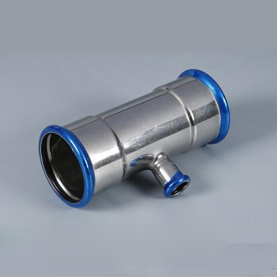 China Fluid 304 stainless steel press fitting Reducer Tee Pipe Anti-corrosion Single Press Fit Fittings for sale