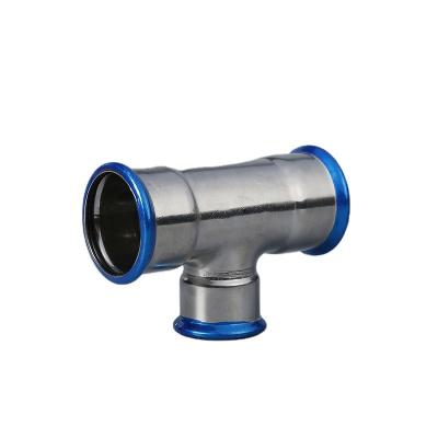 China Fluid Wholesale Cheap SS304/316 Custom Personnalised Reducer Tee Pipe Anti-corrosion Single Press Fit Fittings for sale