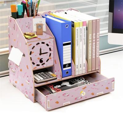 China 10 Total Sections To Store Tonsmile Amazon Cheap Pink Small Items Office Stationery Antique Elastic Wooden Letter Tray Holder for sale