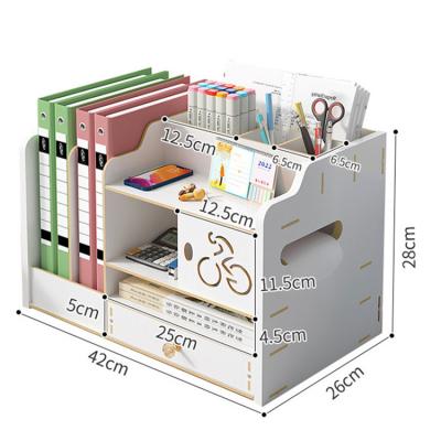 China 10 Total Sections To Store Tonsmile Wooden Small Items MDF Materials Table Desk Stationery Desk Office Supplies Organizer With Drawer Trays for sale