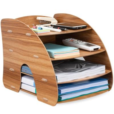 China There are four layers for you to match different folders. Tonsmile Desktop 3 Row Wooden Office Desk Organizer Stationary A4 Paper File Storage Organizer for sale