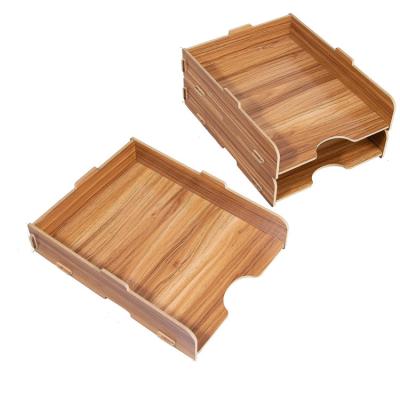 China Three Layers Stackable for Tonsmile Large Cherry Office Wooden Desktop Stationery Custom Cardboard Desk Organizer of Different Folders for sale