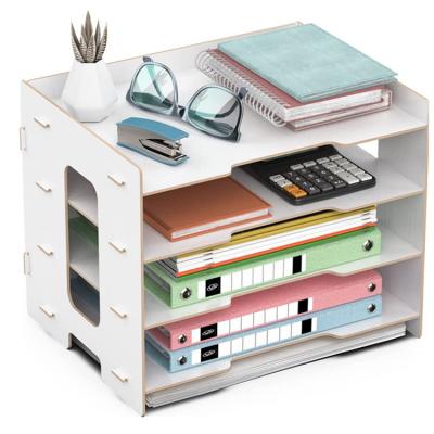 China There are four layers for you to match different folders. Wholesale Desktop A4 Document File Storage Rack for Office Stationery Supplies (Blanks) for sale