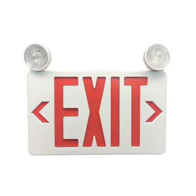 China Exit Sign USA Store Free Shipping Double Face Led Combo Red Emergency Exit Sign Emergency Light With Adjustable Head for sale