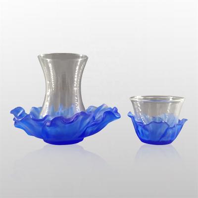 China Durable Luxury Crafts Saudi Arabia Multicolor Tulip Crystal Coffee Cup Popular Middle East Tea Cups and Saucer Crystal Cup for sale