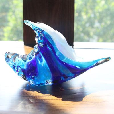 China China Interior Ministry Decor Gift Hand Seashell Swollen Art Glass Figurine Glass Conch Paperweight for sale