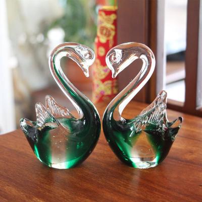 China China Crystal Crafts Handmade Liuli Swan for Hotel Office Gift Wedding Home Decoration for sale