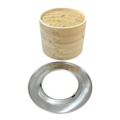 China Sustainable World Of Flavors Aluminum For 10 Inch Tier Kit Set 2 Pack 12 Inch Bamboo Lid Steamer Basket With Ring Adapter for sale