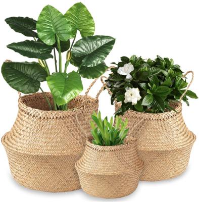 China Sustainable Vegetable Plankton Folding Basket Leather Handles Storage For Home Bathroom Vietnam Wholesale Natural Customized Woven for sale