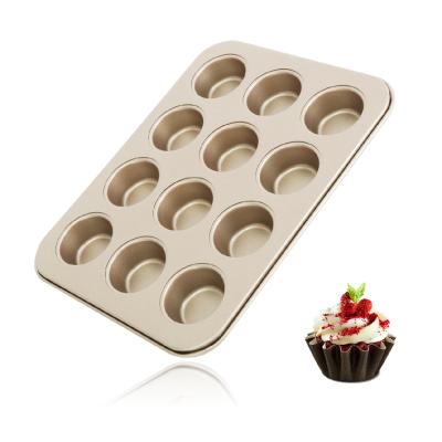 China Sustainable Muffins Pans Cupcake Tray Nonstick Aluminized Custom Made Round Cake Mold Bakeware For Carbon Steel 12-Cup Muffin Pan for sale