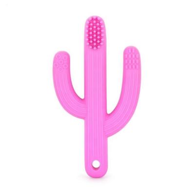 China Food Grade Teether And BPA Free Baby Product Cactus Silicone Toothbrush For Babies for sale