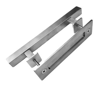 China Easy Installation Stainless Steel Rustproof Sliding Barn Door Handles With Flat Pull Settings for sale