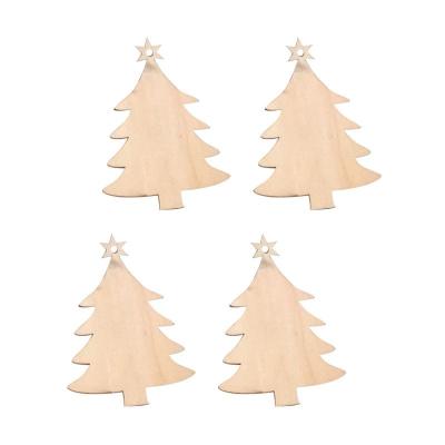 China Europe Christmas Element Creamy Yellow Pendant Pattern Various Sizes Wooden Craft Decoration for sale