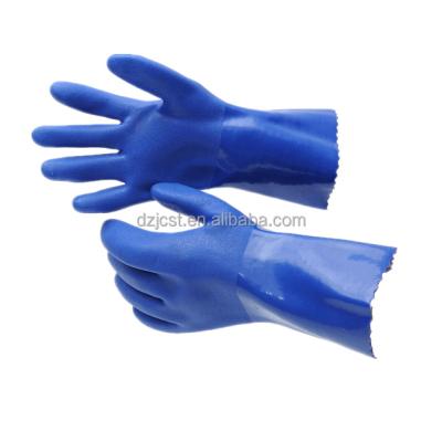 China Safety Work JingCai Factory Price Cotton Coating Double Fully Dipped PVC Vinyl Coating Chemical Resistant Work Gloves For Industry for sale