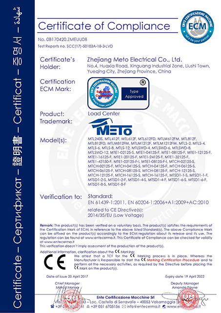 CE - Zhejiang Meto Electrical Co., Ltd.