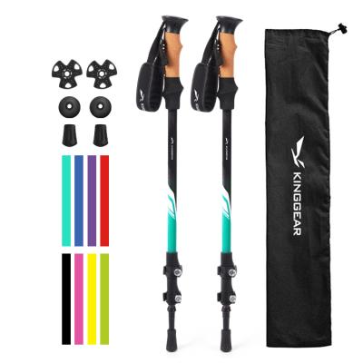 China Custom 3-Section Folding Telescopic Trekking Poles Aviation Aluminum 7075 Tracking Walking Hiking Sticks for sale