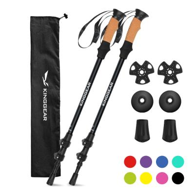 China 2021 New Design 3 Section Telescope Aluminum 7075 with Carbon Texture Surface Trekking Stick Walking Poles for sale