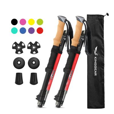 China Customized 4-Section Foldable Trekking Poles Aluminum Backpacking Hiking Folding With 1.0mm Thickness Pipe for sale