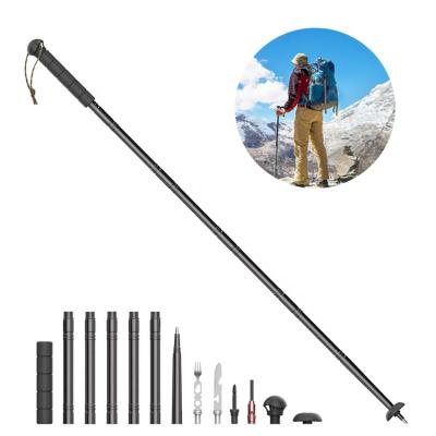 China KingGear Aluminium Multifunctional Tactical Trekking Pole with Whistle Fork Double Screwdriver for sale