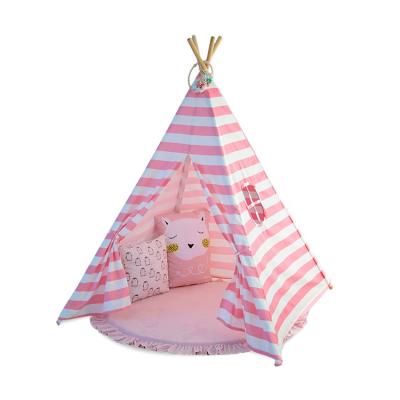 China KingGear Foldable Play Tent Canvas Stripe Tipi Childrens Tents for Girls & Boys Fun Play Tent for Children for sale