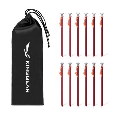 중국 Kinggear 12pcs 23cm Ultralight Tent Pegs With Rope Aluminum Canopy Tent Nails Outdoor Long Camping Accessories 판매용