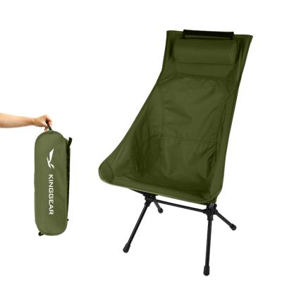 China KingGear portable Outdoor Chairs Heavy Duty Portable Aluminum 7075 150kg High back Foldable Backpacking Camping Relax Chair for sale