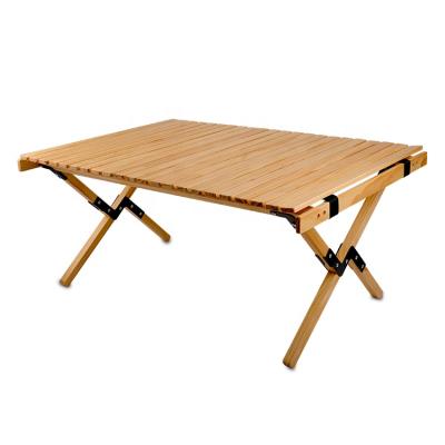 China KingGear Outdoor luxury Picnic BBQ Portable Folding Roll Top Wood Camping Table for sale