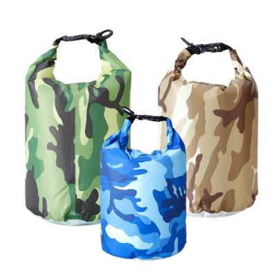 China Custom Printing Multi Size Traveling Lightweight Outdoor Camouflage color 190T Polyester PVC 0.23mm Dry Bag for sale