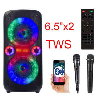 China Newcomer AV Wholesale Luxury Double 6.5 Inch Outdoor Subwoofer Microphone Karaoke DJ Party Stereo Wireless Bluetooth Call Video Speaker for sale