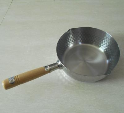 China Customized Viable Diameter 16/18/20/22/24cm Stainless Steel Sknow Pot Milk Pot Saucepan With Anti-Hot Wooden Handle for sale