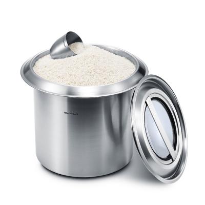 China 12L/17L Stainless Steel Rice Barrels Cereal Storage Box Grain Bin Sustainable Moisture Proof Rice Bucket With Lid for sale