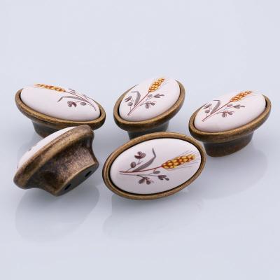 China Modern Professional Customized Furniture Handles and Knobs Printed Dresser Pull Handle Cabinet Door Handles Ceramic Sideboard Knob for sale