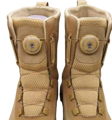 China Beige Mens Khaki Suede Leather Anti-slippery Training Army Tactical Boots Drop Out Military for sale