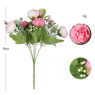 China Wholesale Artificial Home Office Decoration Plant Peony Flower Bouquet For Bridal Bouquet Wedding Home Decoration Flores Artificial Flower Bouquet for sale