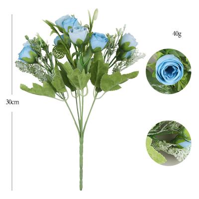 China Best Home Office Decoration Office Selling Wholesale Artificial Silk Flower Rose Bouquet For Wedding Plastic Artificial Rose Bouquet Home Decoration for sale