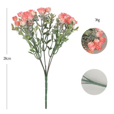 China Simulation plastic bouquet wedding flower bouquet home office decoration simulation mini flowers layout high quality office artificial bridal rose bouquet faxu for sale