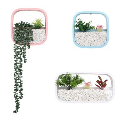 China New Design Green Plants Home Office Decoration Plastic Succulent Planter Potted Artificial Succulent Office Wall Hanging Decoration Indoor Decor for sale