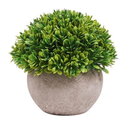 China Home Office Decoration Amazon Hot Selling Artrificial Plastic Grass In Pot For Office Desk Decoration Around Mini Potted Plants Plastic Faux Bonsai for sale