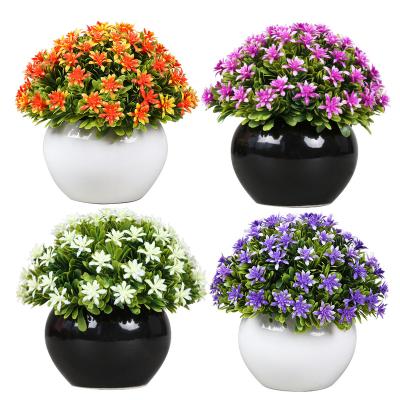 China Home office decoration plastic bonsai mini factory direct wholesale artificial potted office small plant with ceramic pot home office decoration for sale