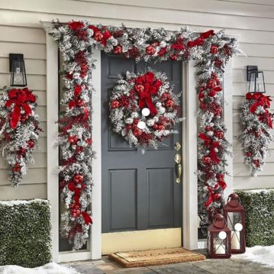 China Chirstmas Decor Large Artificial Christmas Wreath Pine Wreath With Plastic Ball Xmas Garland And Galands for sale