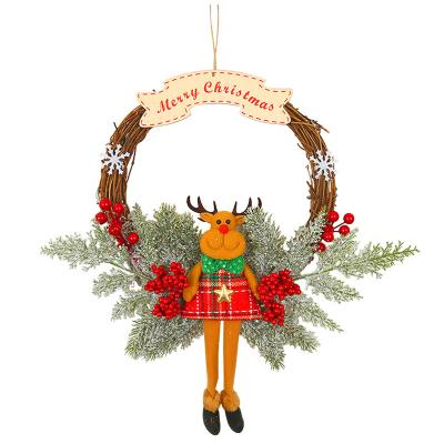 China Chirstmas Decor Merry Christmas Garland Hanging Santa Claus Wreath Wall Garland For Christmas Outdoor Decorations Decoration Luxury Garland for sale