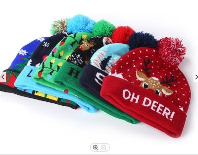 China 2021 COMMON Free Shipping Beanie Baby Kids Christmas Elks LED Light Christmas Hats Light Cap For Adults Children for sale