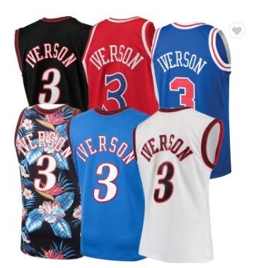 China Hot Sales Antibacterial Allen Iverson Retro Stitched Basketball Jerseys Vintage Philadelphia Kits for sale