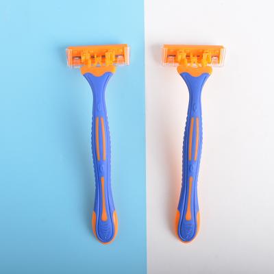 China Max Travel Hotel Portable Shaving Triple Blade Handle Safety Blade Rubber Disposable Razor for sale