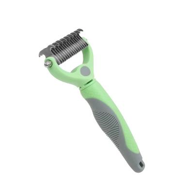 China Viable 2023 Amazon Success Pet Grooming Slicker Brush Cleaning Tool 2 in 1 Pet Comb Open Knot Hair Removal Dog Hair Remover Comb for sale