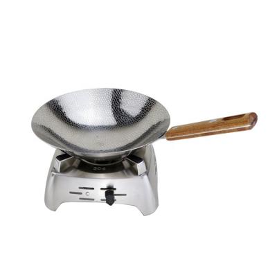 China Cooking pot with wooden handle for outdoors camping cooking food stainless steel thick non stick pot for sale