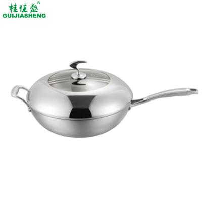 China Large size stainless steel round non stick deep frying pan with lid, 304 high quality skillet for sale