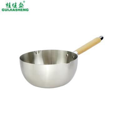 China Household Stainless Steel Non Stick Frying Pan with Wooden Handle, Hotel Kitchen Metal Deep Cooking Noodles Skillet for sale