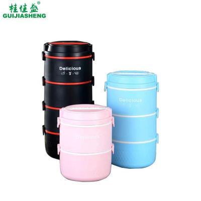 China Lunchbox GUIJIASHENG New Design Multi Layers Stainless Steel Food Storage Bento Box with Handle Plastic Tiffin Box for sale